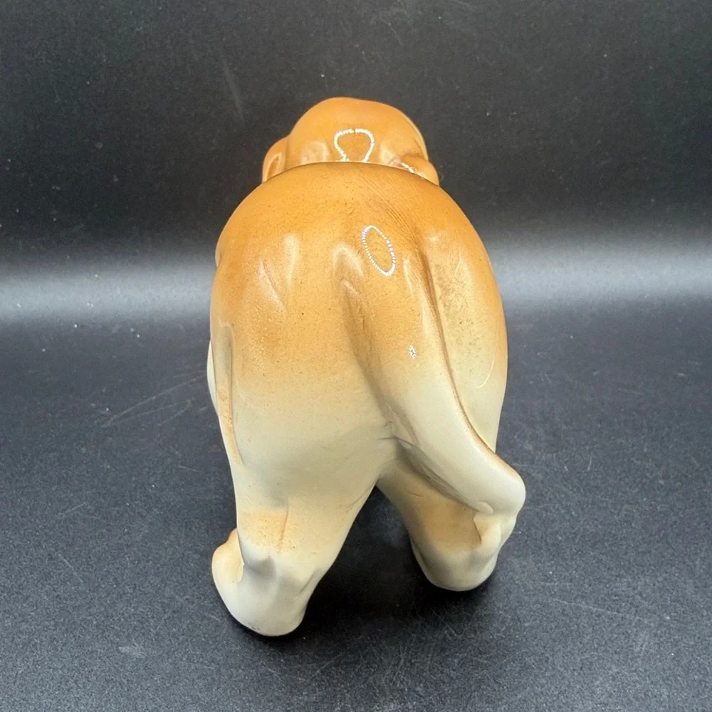 Vintage Hand Painted Ceramic Basset Hound Dog Puppy Figurine Collectible Figure